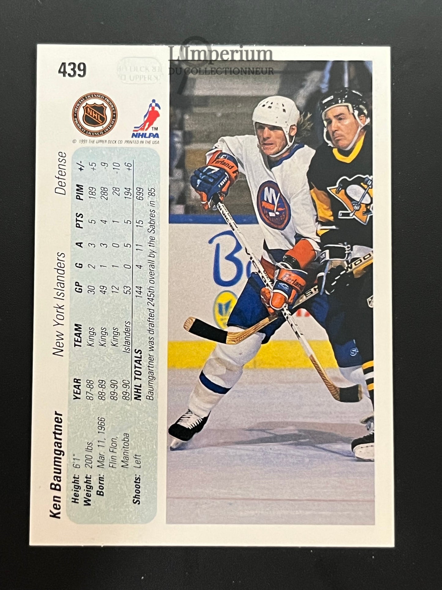 439. Ken Baumgartner RC Upper Deck 1990-91 Hockey Card