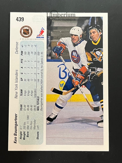 439. Ken Baumgartner RC Upper Deck 1990-91 Hockey Card