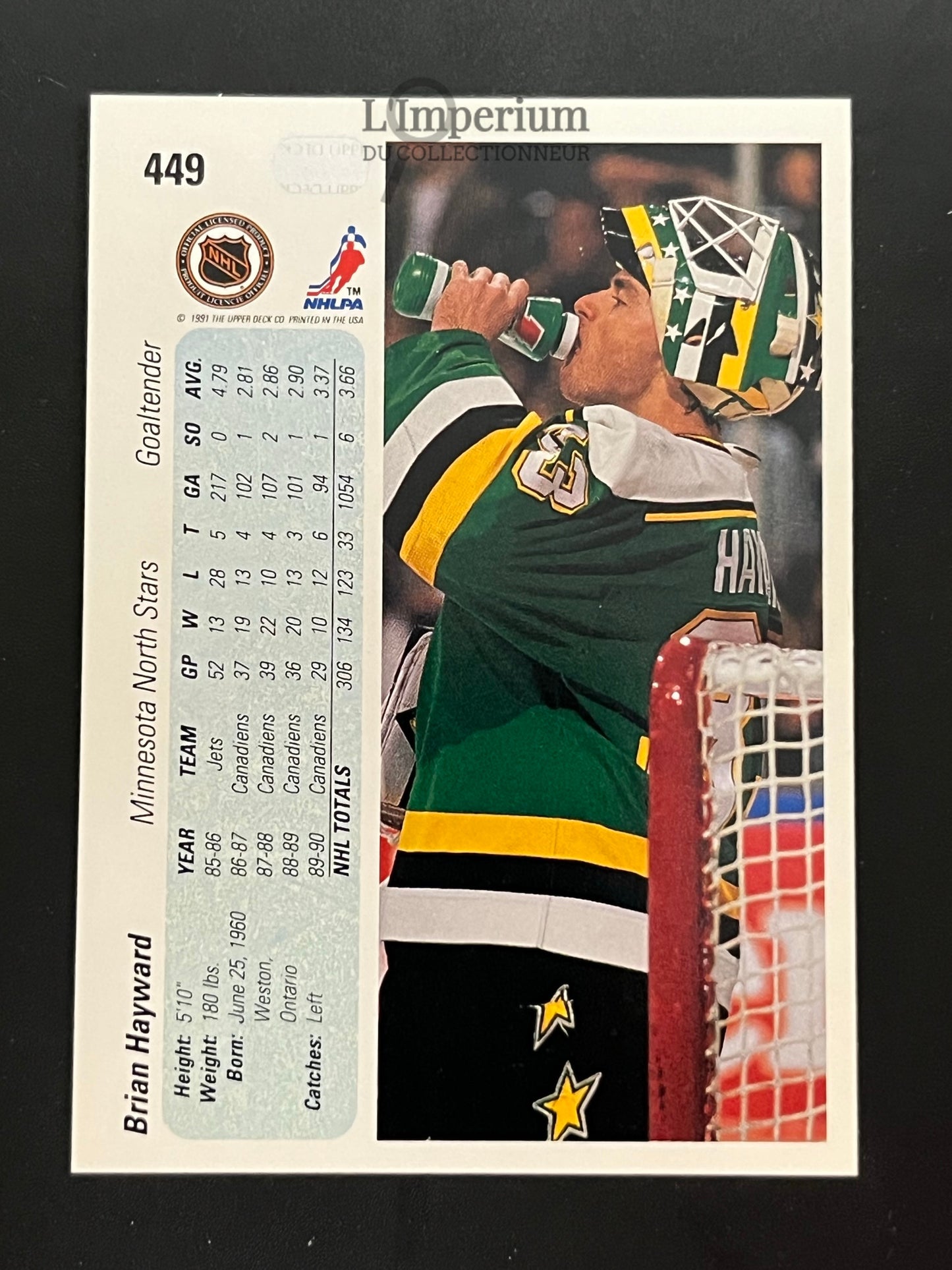 449. Brian Hayward Upper Deck 1990-91 Hockey Card