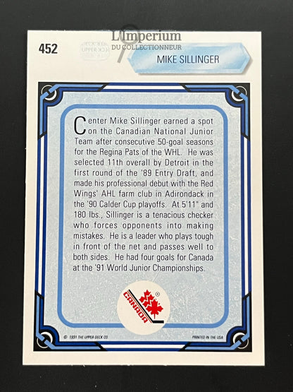 452. Mike Sillinger RC Upper Deck 1990-91 Hockey Card