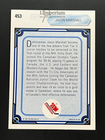 453. Jason Marshall RC Upper Deck 1990-91 Hockey Card