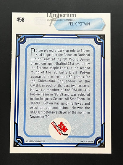 458. Felix Potvin RC Upper Deck 1990-91 Hockey Card