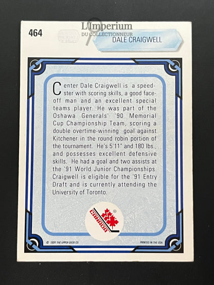 464. Dale Craigwell RC Upper Deck 1990-91 Hockey Card
