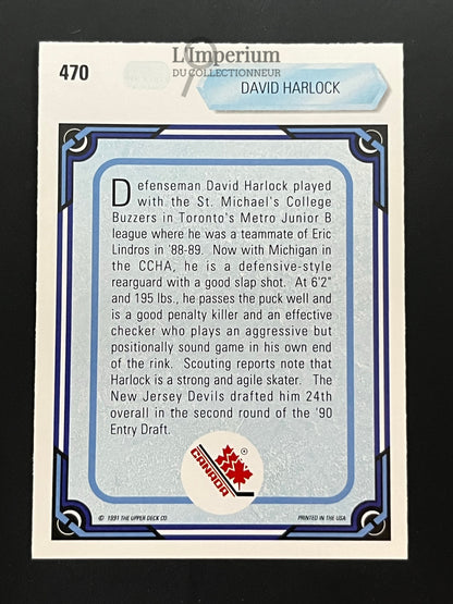 470. David Harlock RC Upper Deck 1990-91 Hockey Card