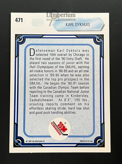 471. Karl Dykhuis RC Upper Deck 1990-91 Hockey Card
