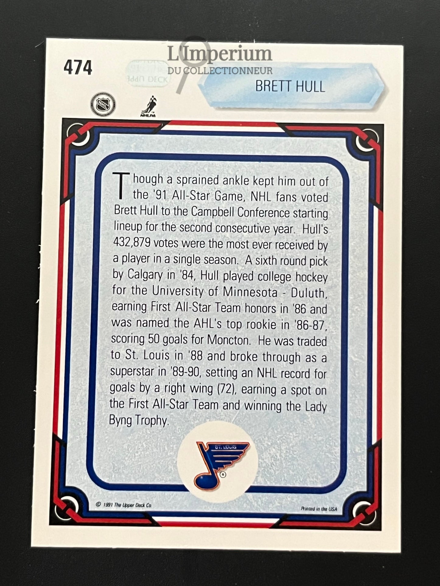 474. Brett Hull AS Upper Deck 1990-91 Hockey Card