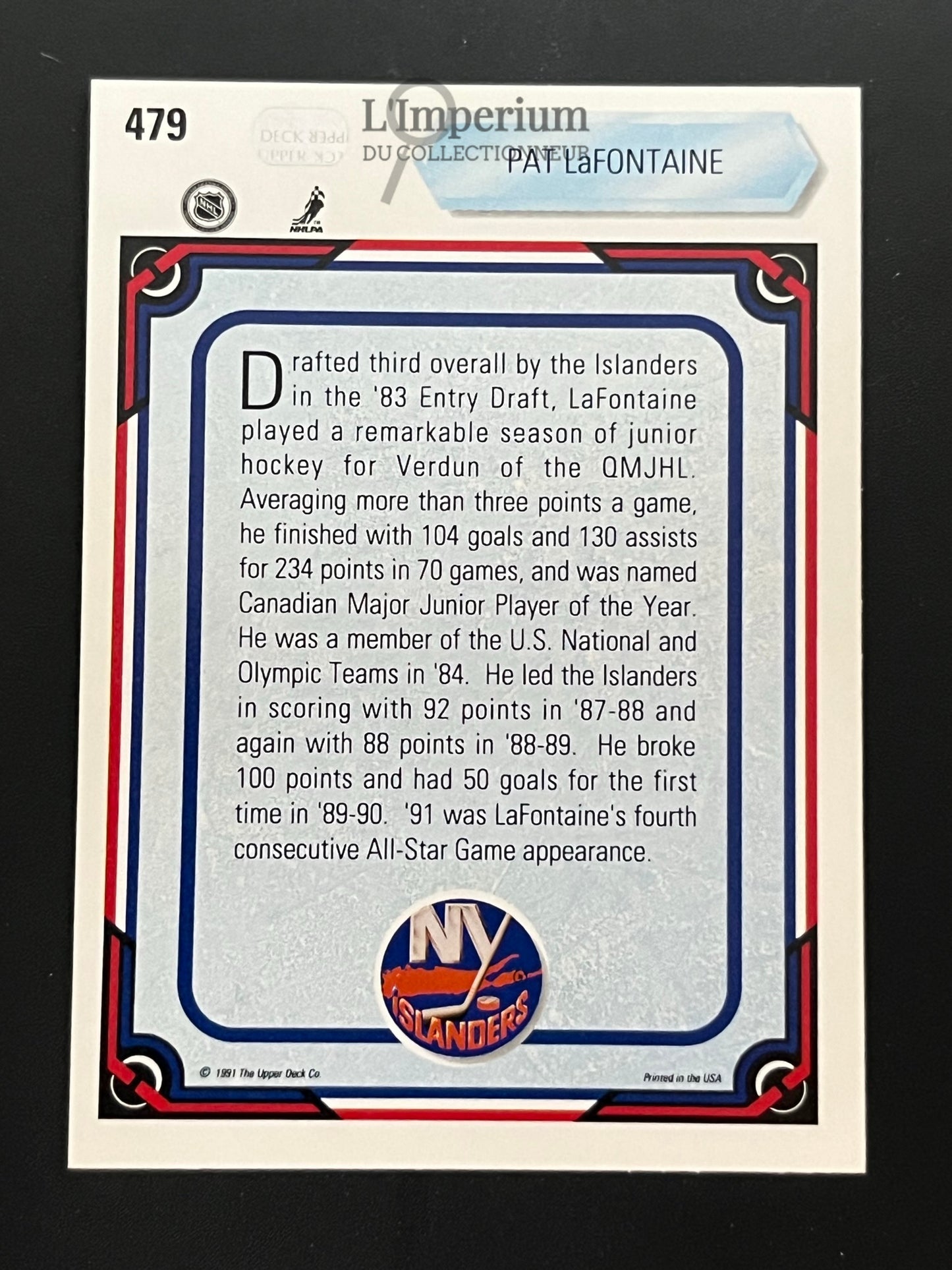 479. Pat LaFontaine AS Upper Deck 1990-91 Hockey Card