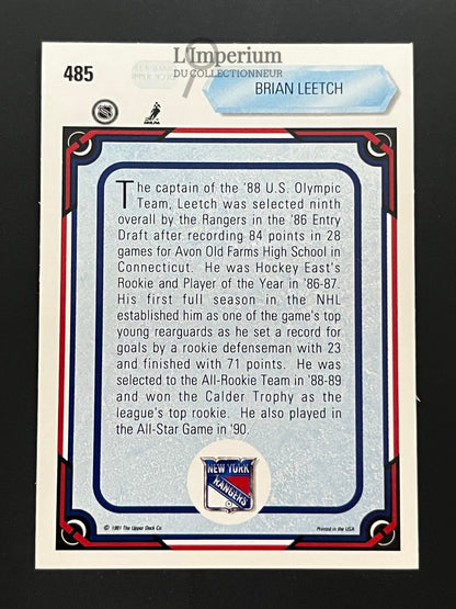 485. Brian Leetch AS Upper Deck 1990-91 Hockey Card