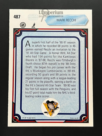 487. Mark Recchi AS Upper Deck 1990-91 Hockey Card