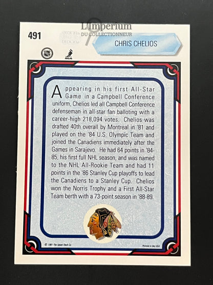 491. Chris Chelios AS Upper Deck 1990-91 Hockey Card