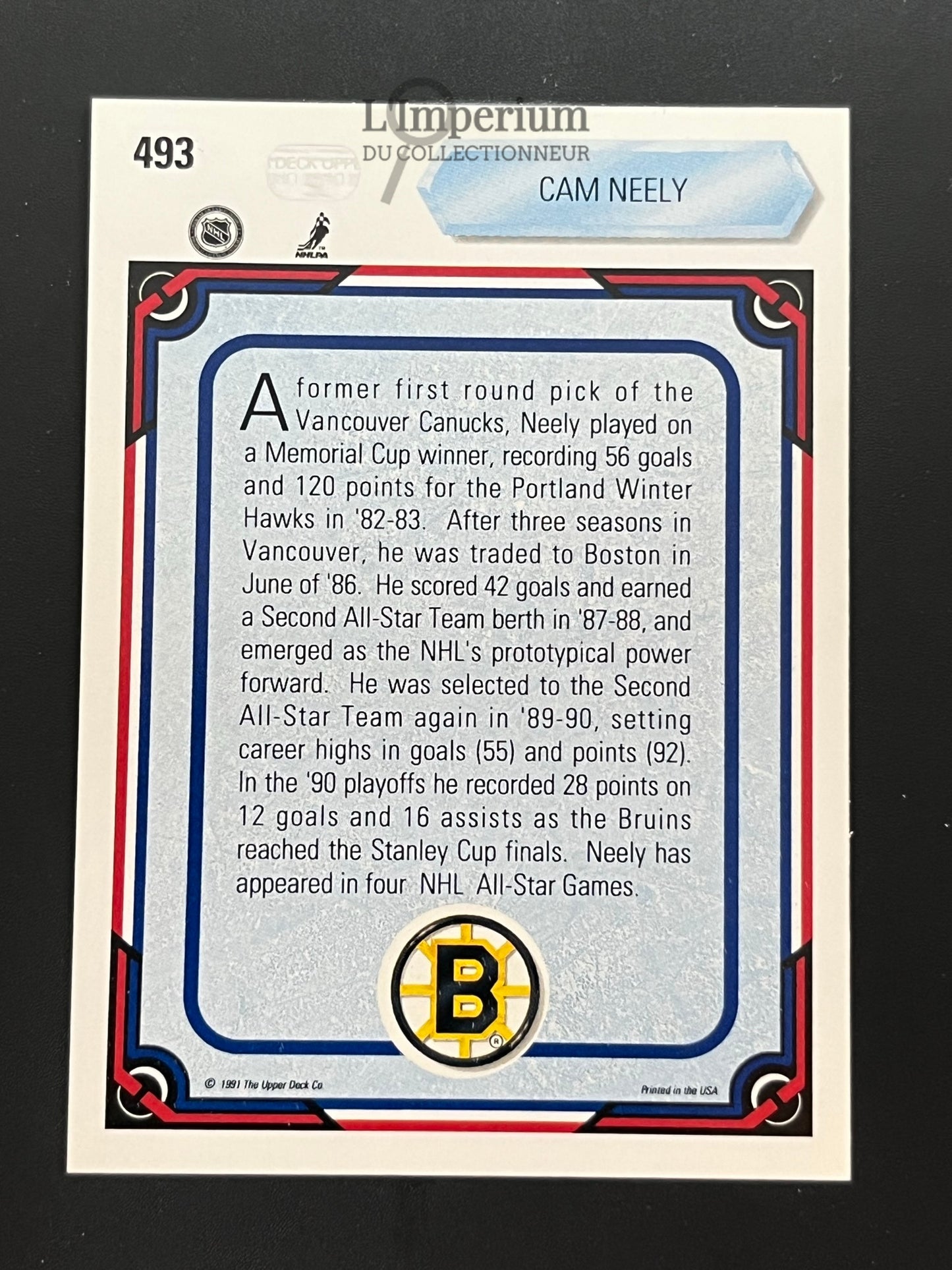 493. Cam Neely AS Upper Deck 1990-91 Hockey Card