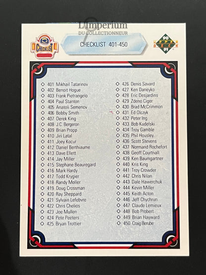 500. Checklist 401-500 Upper Deck 1990-91 Hockey Card