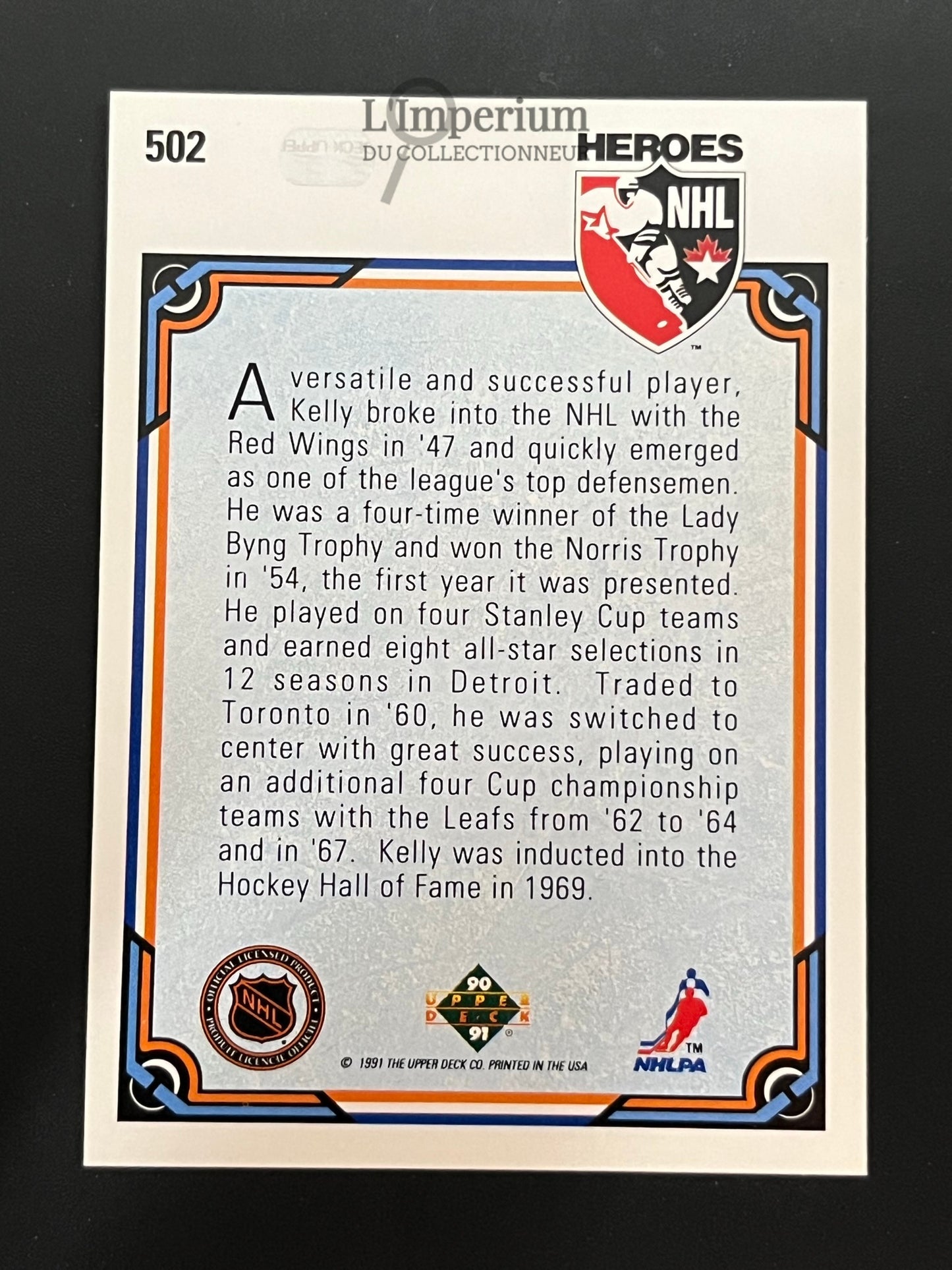 502. Red Kelly HERO Upper Deck 1990-91 Hockey Card