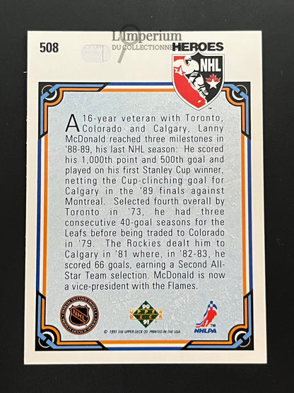 508. Lanny McDonald HERO Upper Deck 1990-91 Hockey Card