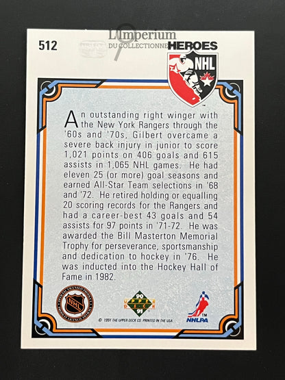 512. Rod Gilbert HERO Upper Deck 1990-91 Hockey Card