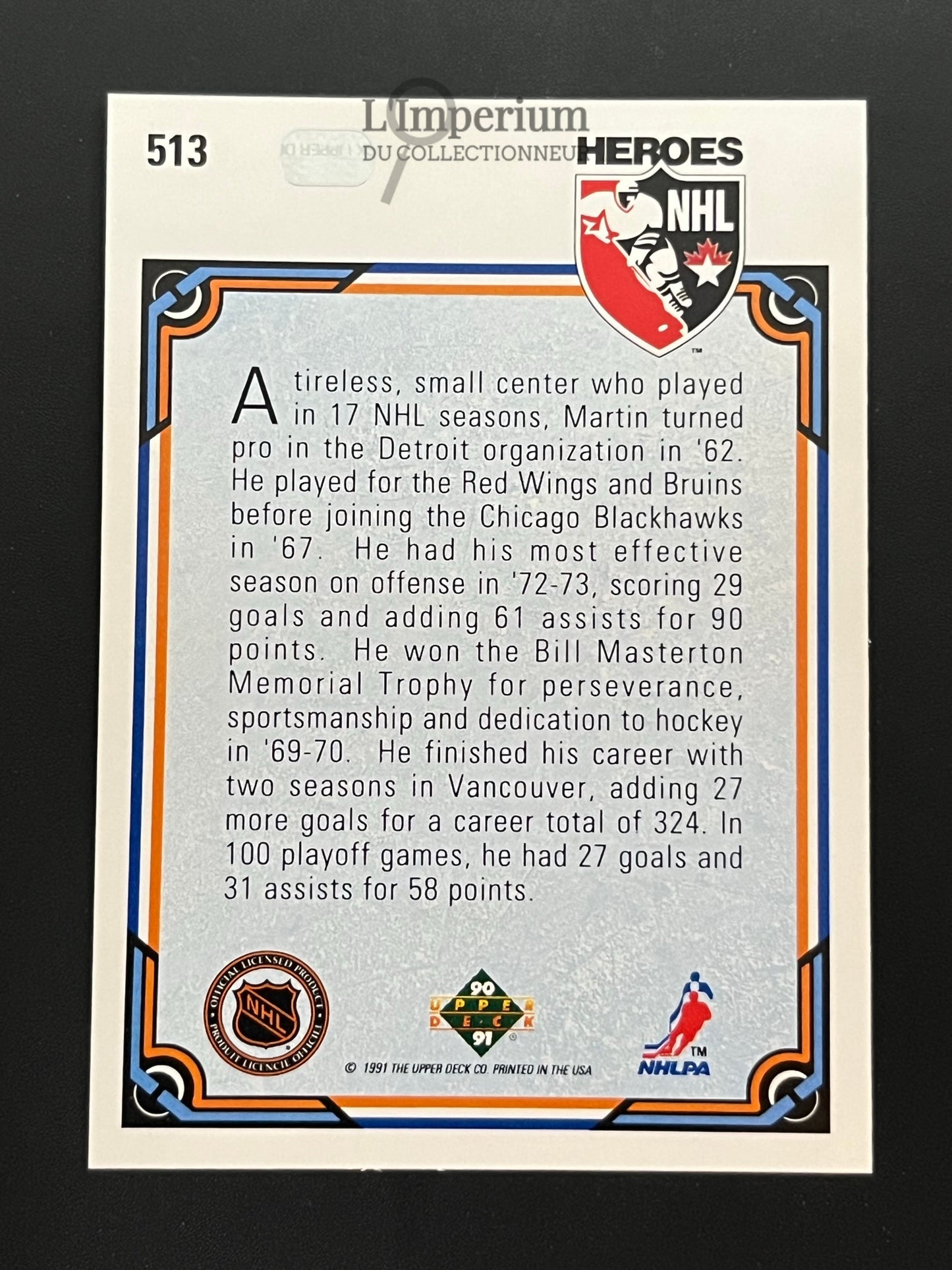 513. Pit Martin HERO Upper Deck 1990-91 Hockey Card