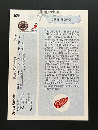 525. Sergei Fedorov YG, RC Upper Deck 1990-91 Hockey Card
