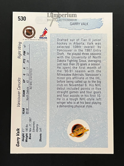 530. Garry Valk YG, RC Upper Deck 1990-91 Hockey Card