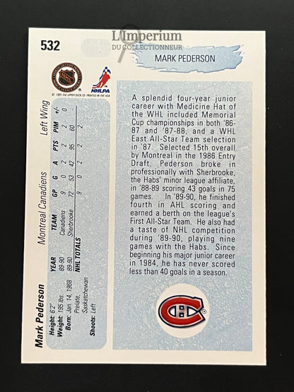 532. Mark Pederson YG, RC Upper Deck 1990-91 Hockey Card