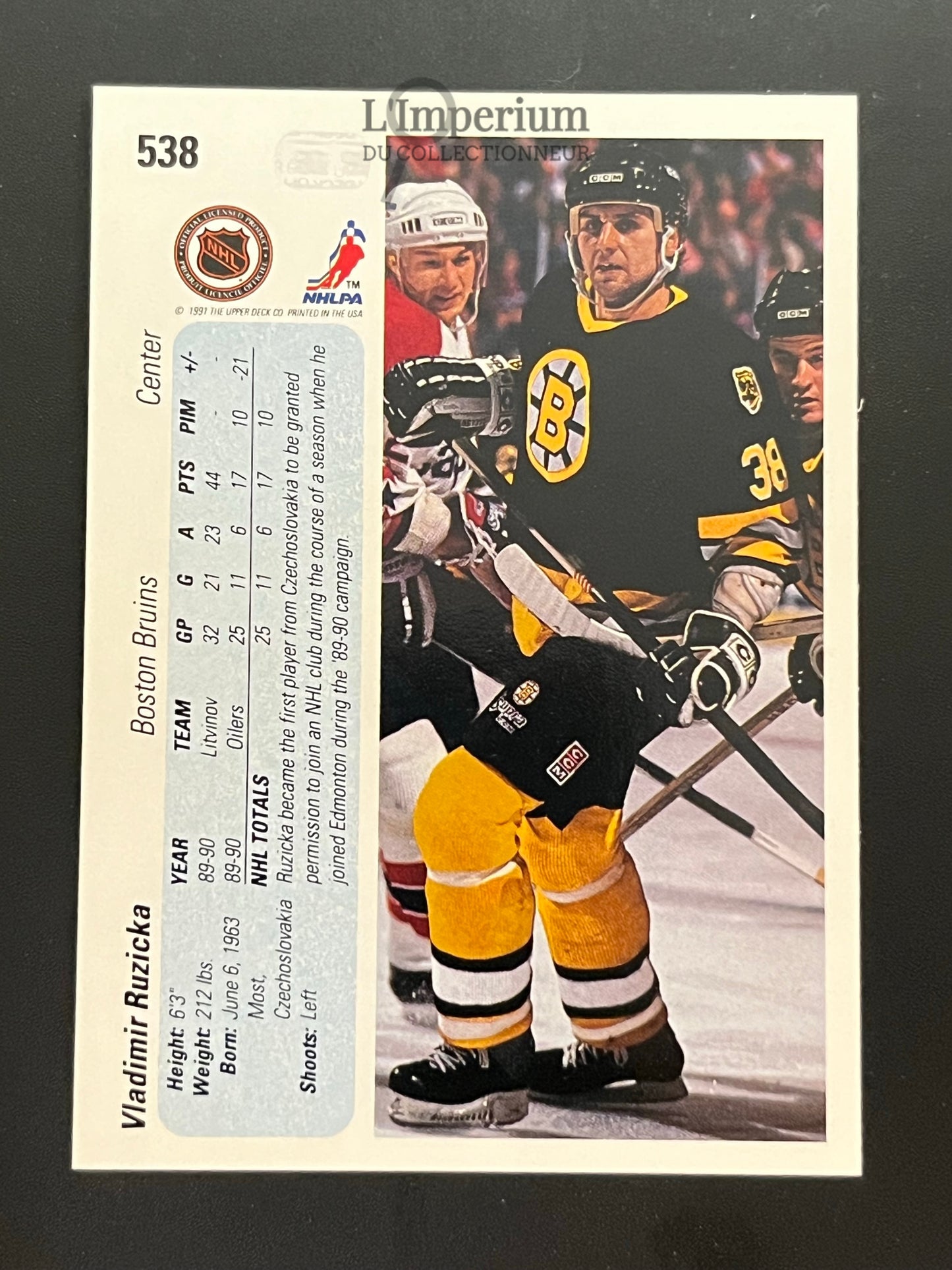 538. Vladimir Ruzicka RC Upper Deck 1990-91 Hockey Card