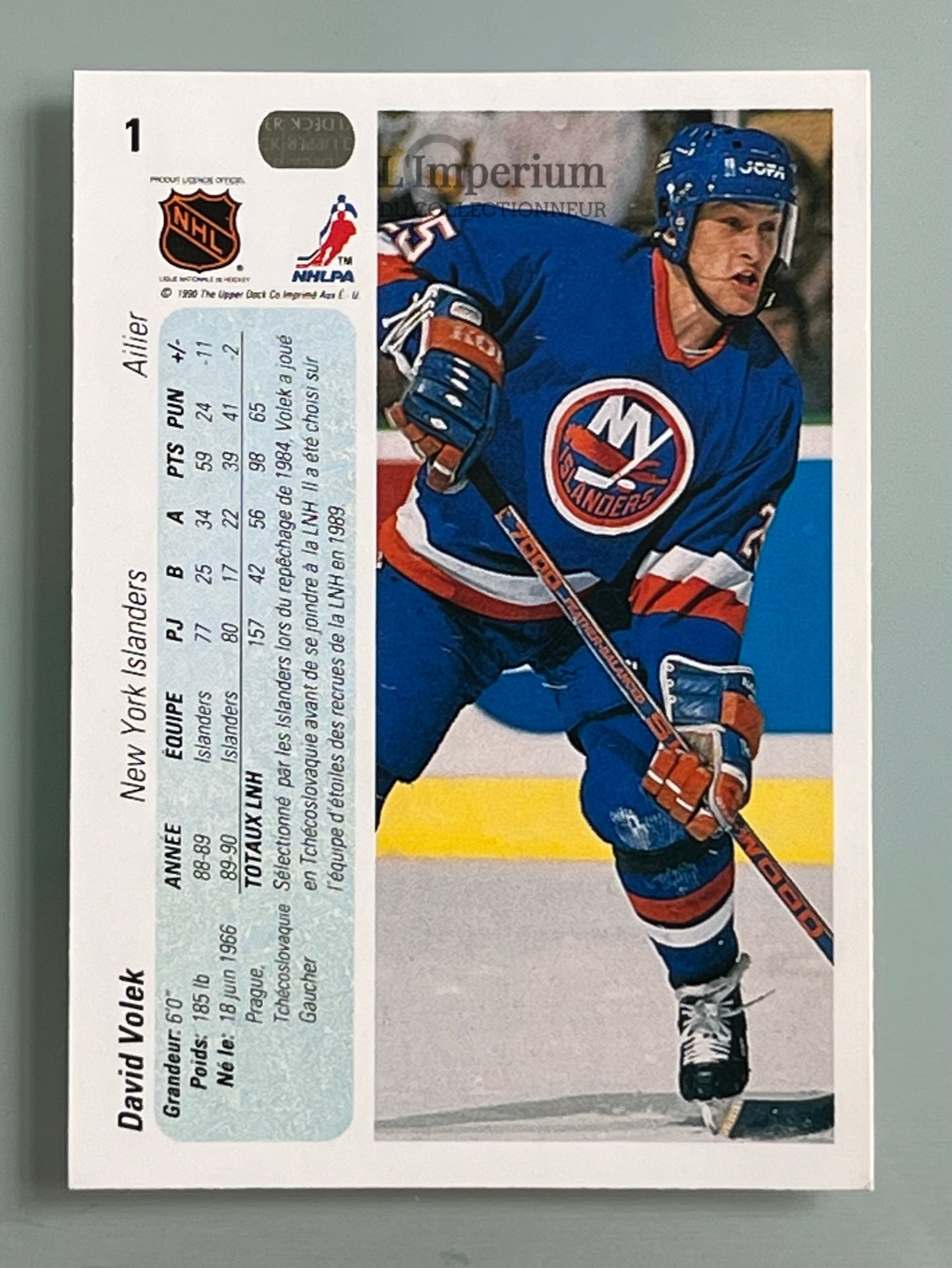 1. David Volek Upper Deck 1990-91 French Hockey Card
