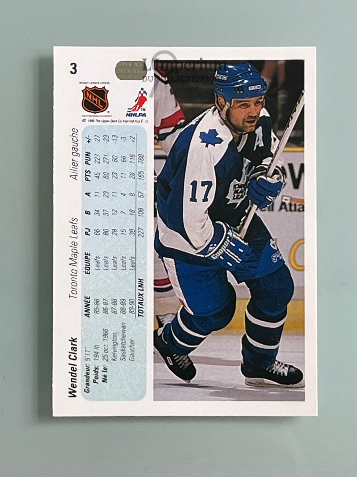 3. Wendel Clark Upper Deck 1990-91 French Hockey Card