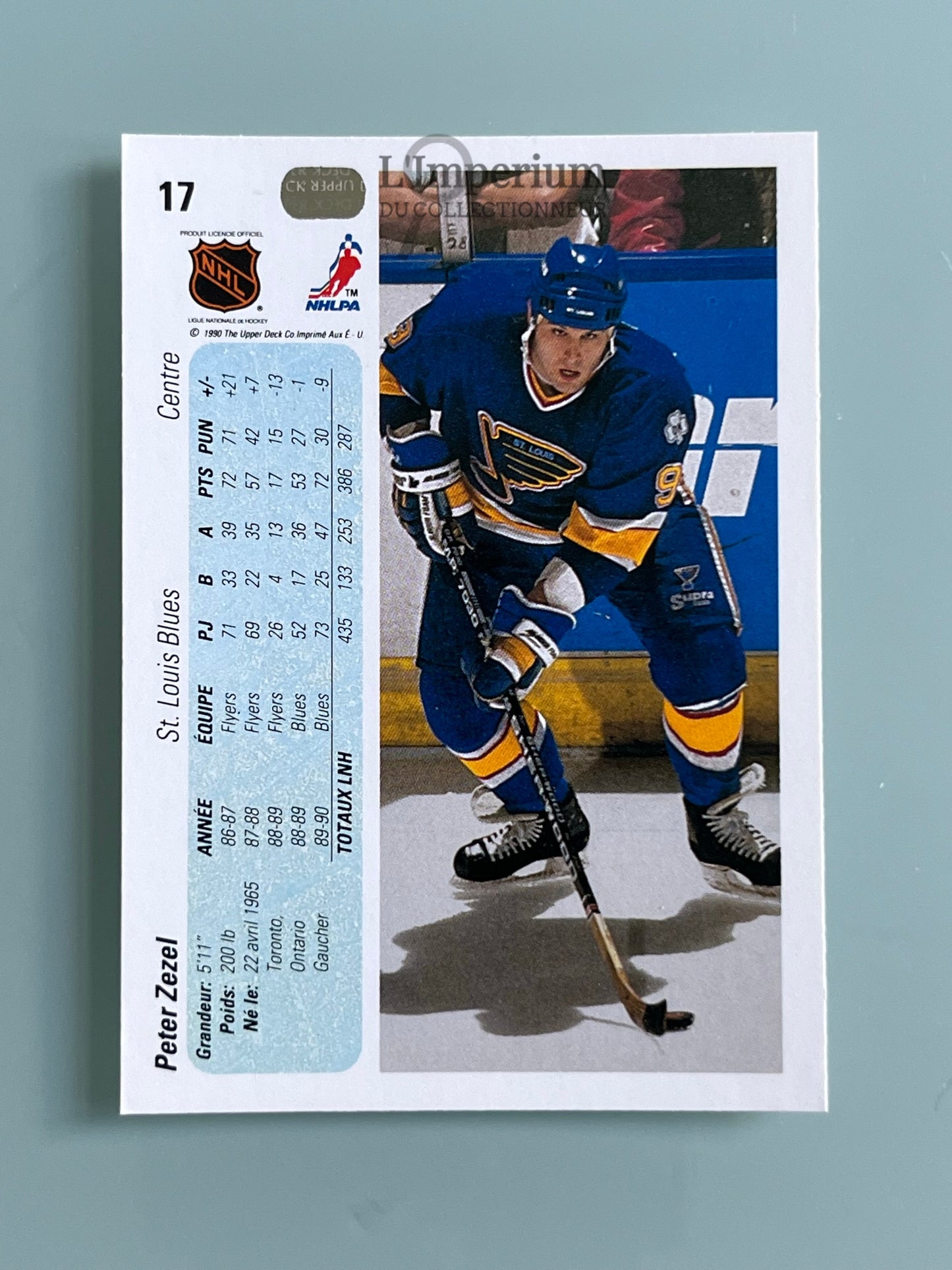17. Peter Zezel Upper Deck 1990-91 French Hockey Card