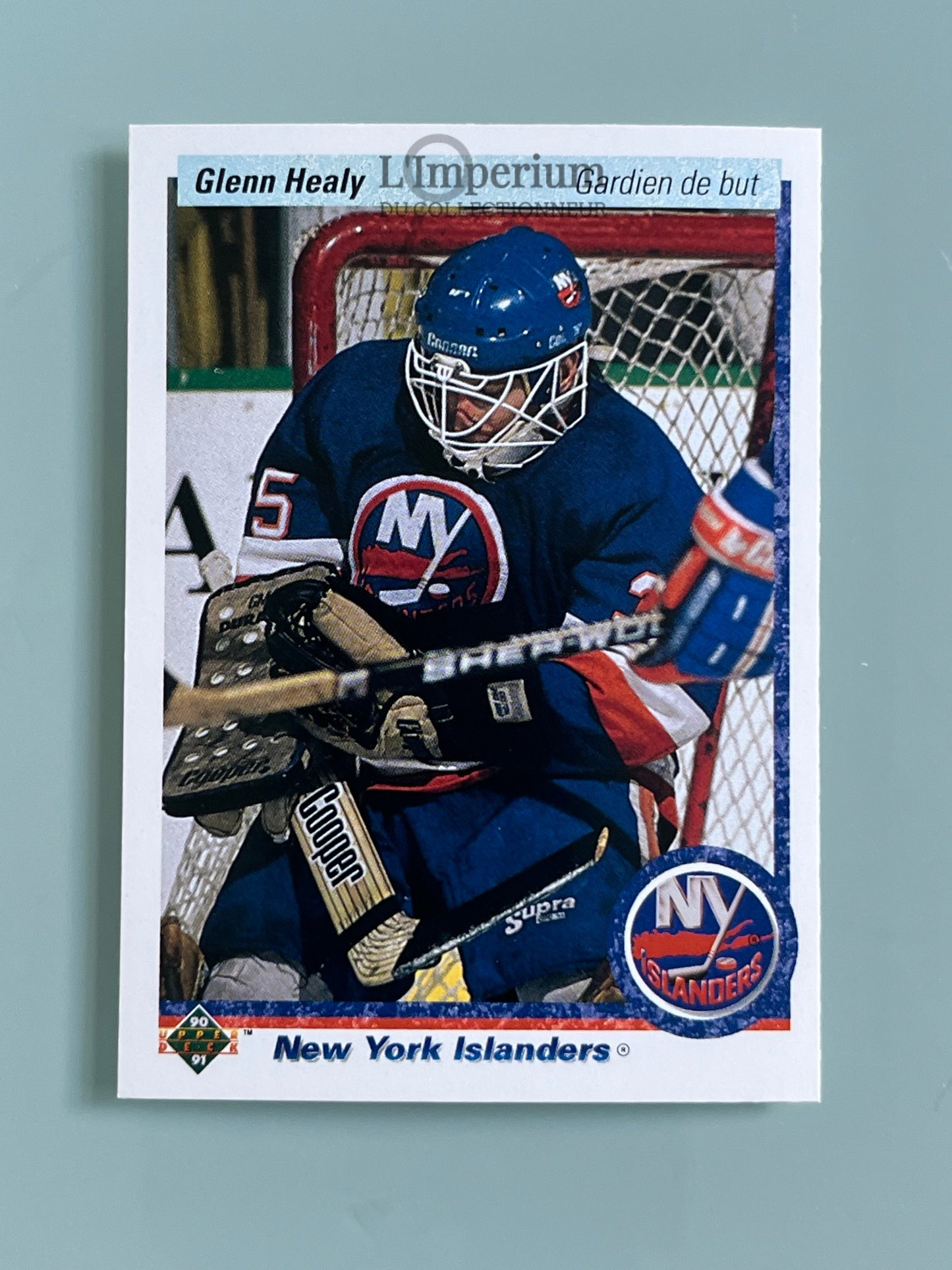 18. Glenn Healy RC Upper Deck 1990-91 French Hockey Card