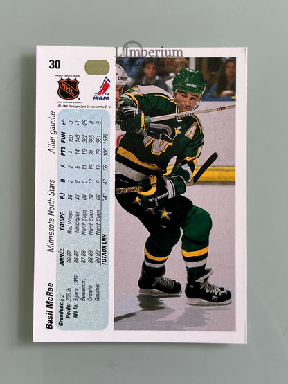 30. Basil McRrae Upper Deck 1990-91 French Hockey Card