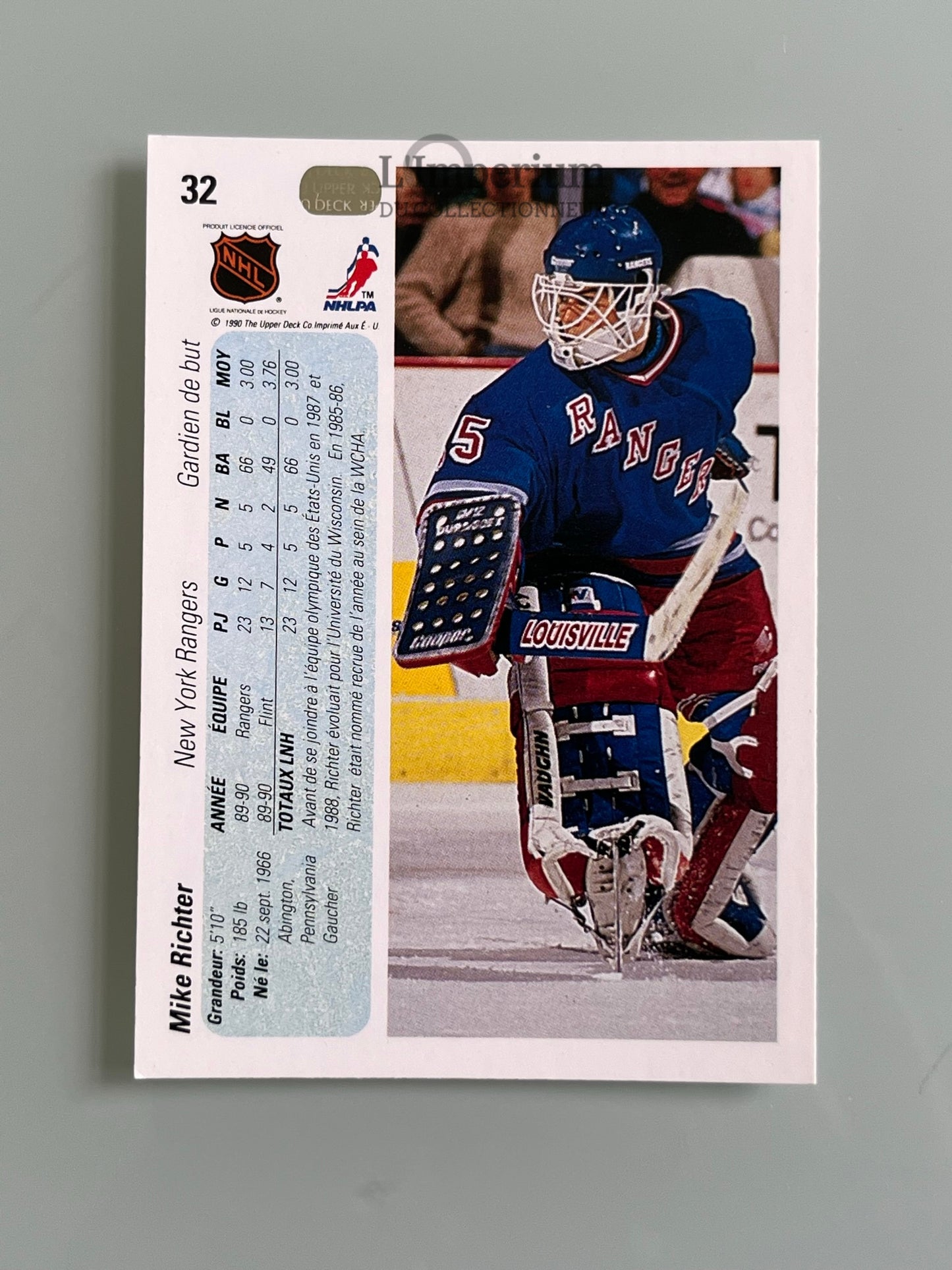 32. Mike Richter RC Upper Deck 1990-91 French Hockey Card