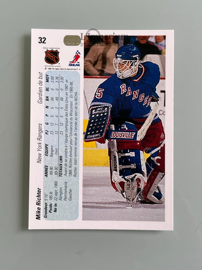 32. Mike Richter RC Upper Deck 1990-91 French Hockey Card