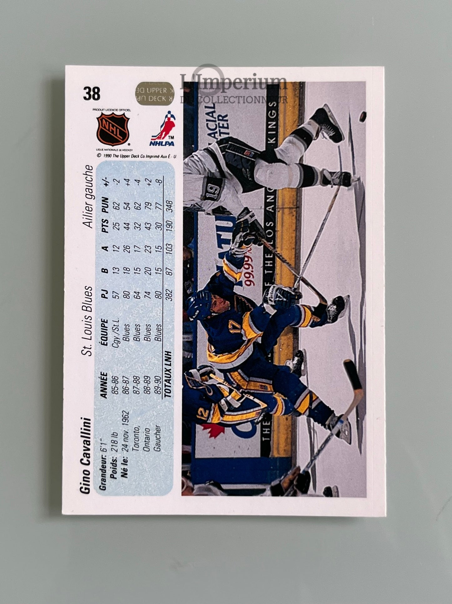 38. Gino Cavallini Upper Deck 1990-91 French Hockey Card
