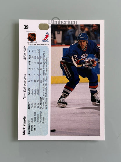 39. Mick Vukota RC Upper Deck 1990-91 French Hockey Card