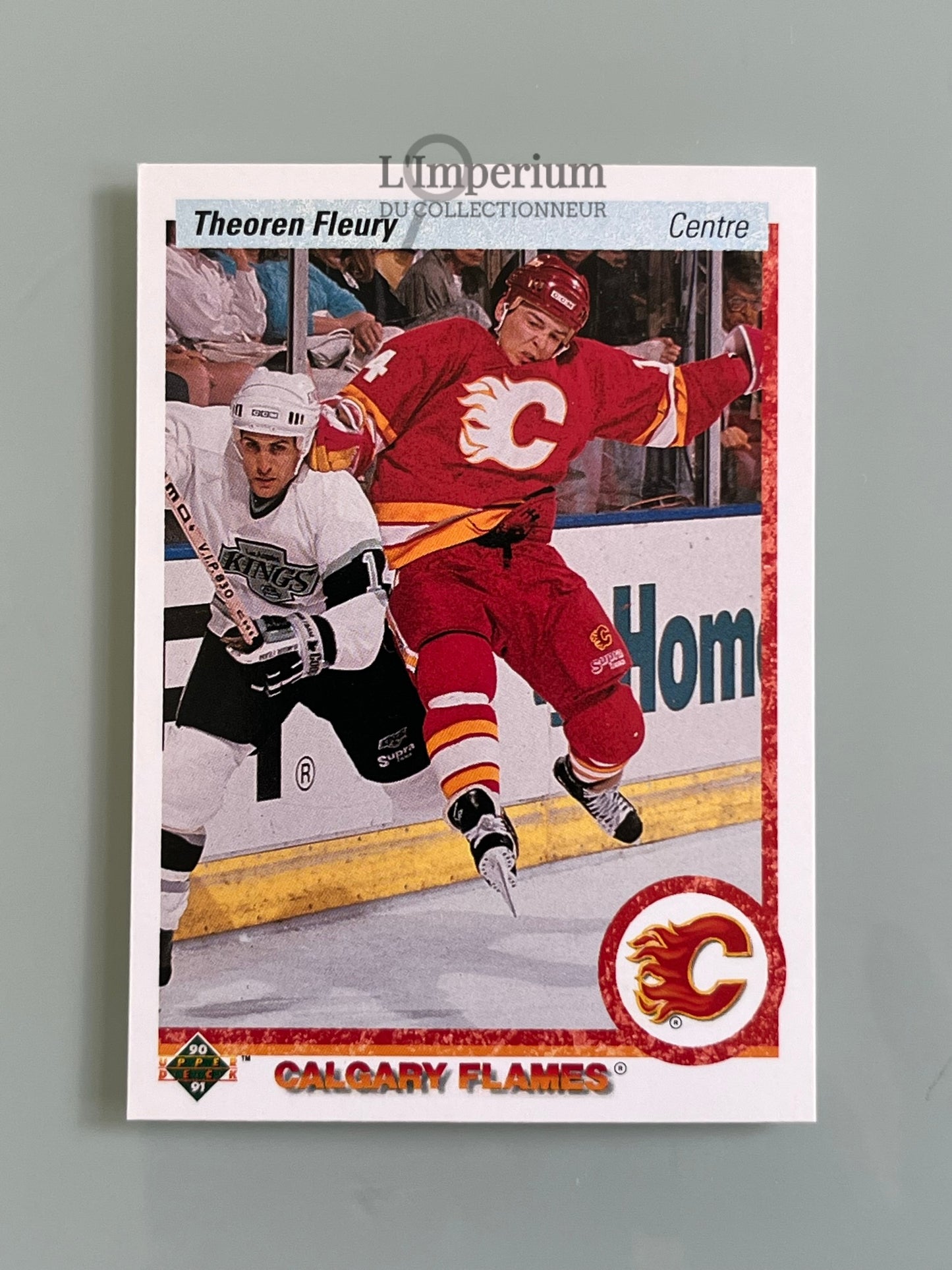 47. Theo Fleury Upper Deck 1990-91 French Hockey Card