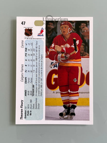 47. Theo Fleury Upper Deck 1990-91 French Hockey Card