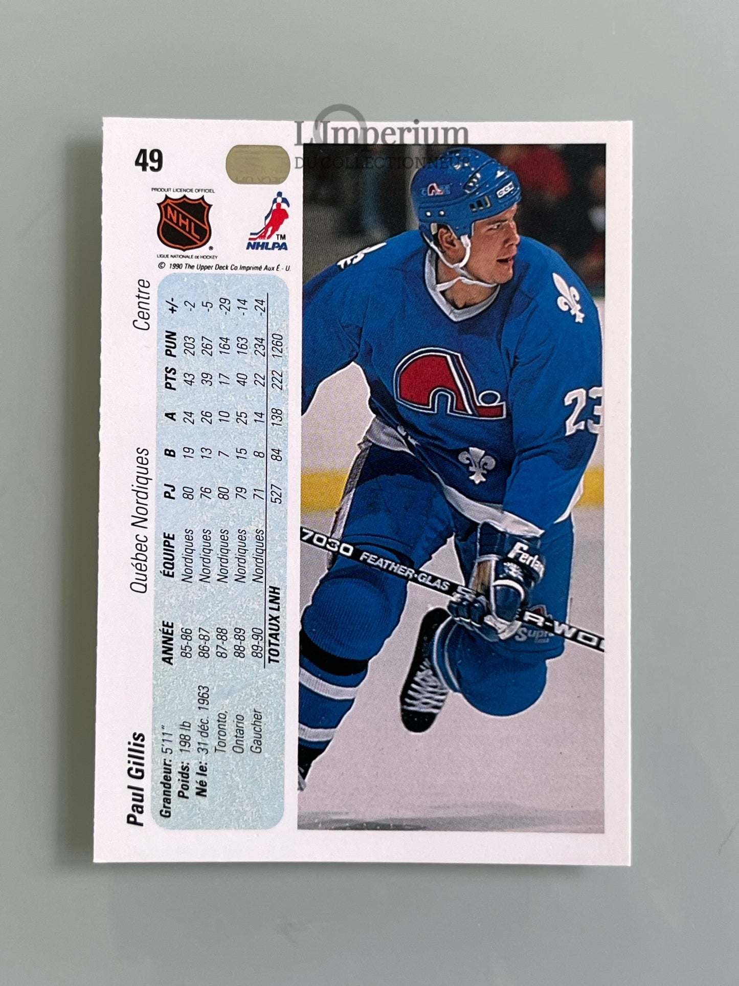 49. Paul Gillis Upper Deck 1990-91 French Hockey Card