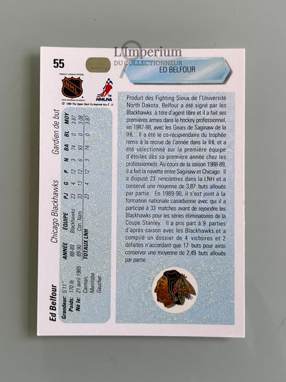 55. Ed Belfour RC Upper Deck 1990-91 French Hockey Card