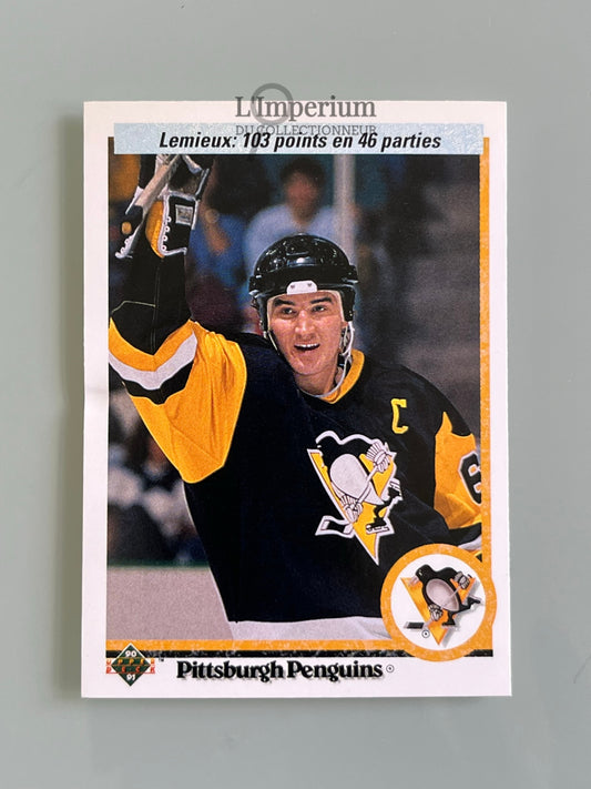 59. Mario Lemieux Streak Upper Deck 1990-91 French Hockey Card