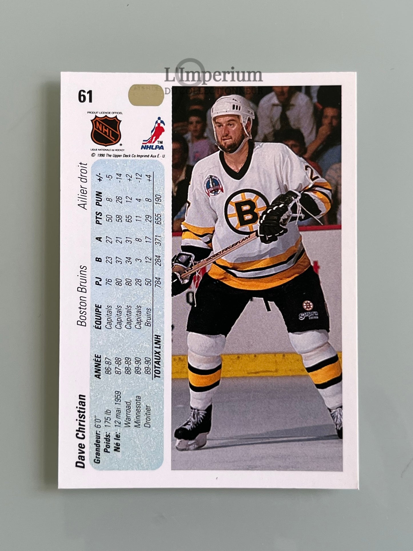 61. Dave Christian Upper Deck 1990-91 French Hockey Card