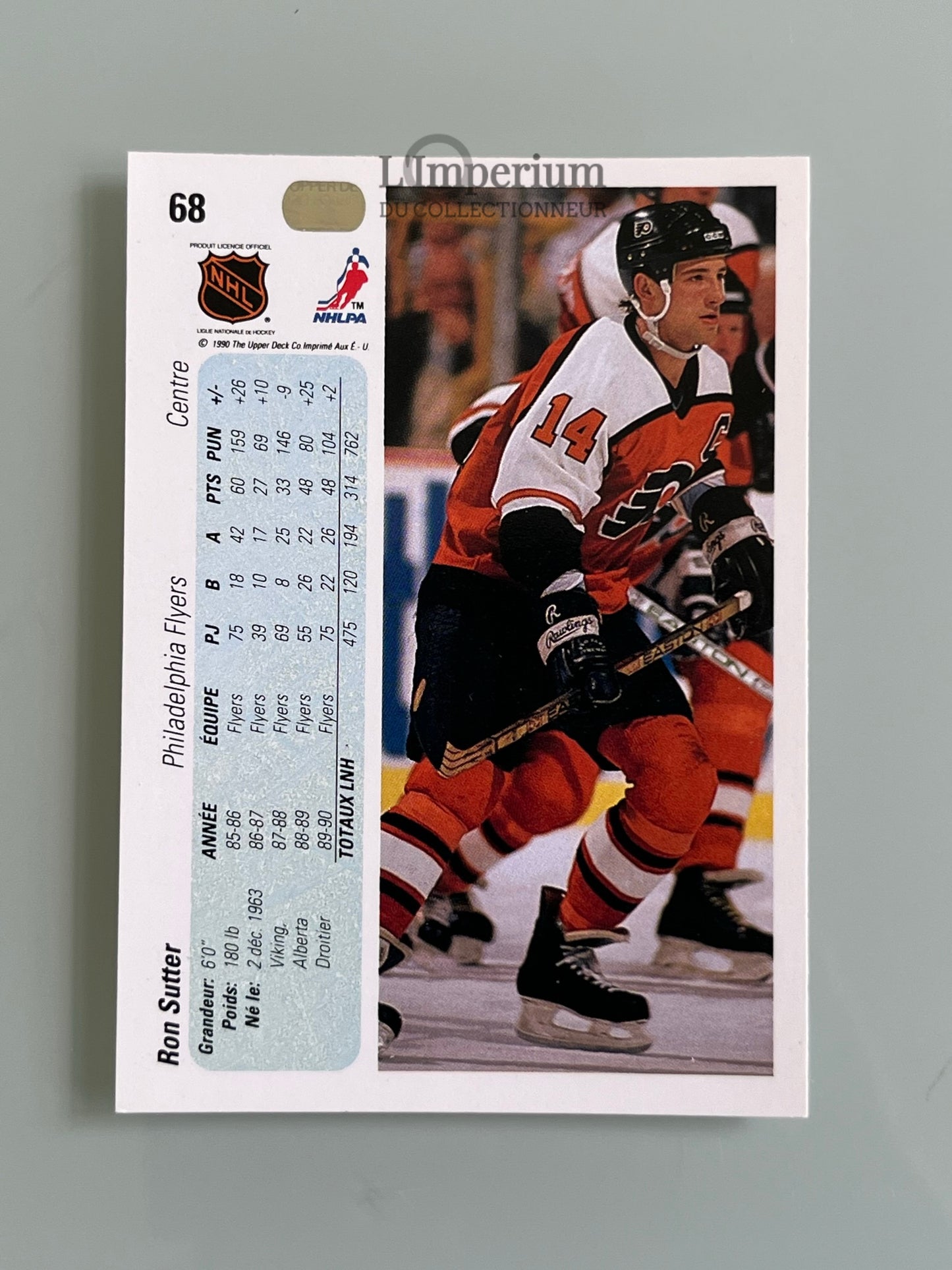 68. Ron Sutter Upper Deck 1990-91 French Hockey Card