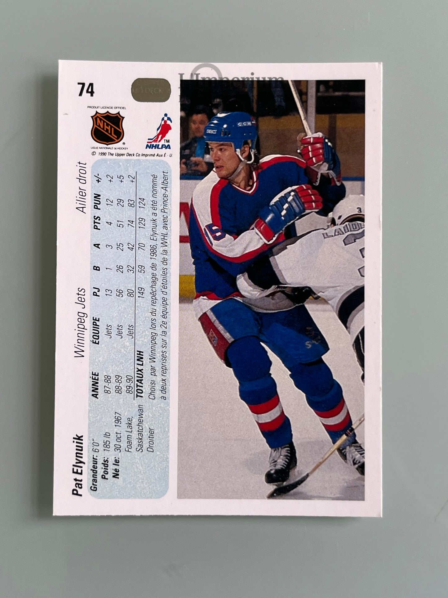 74. Pat Elynuik Upper Deck 1990-91 French Hockey Card