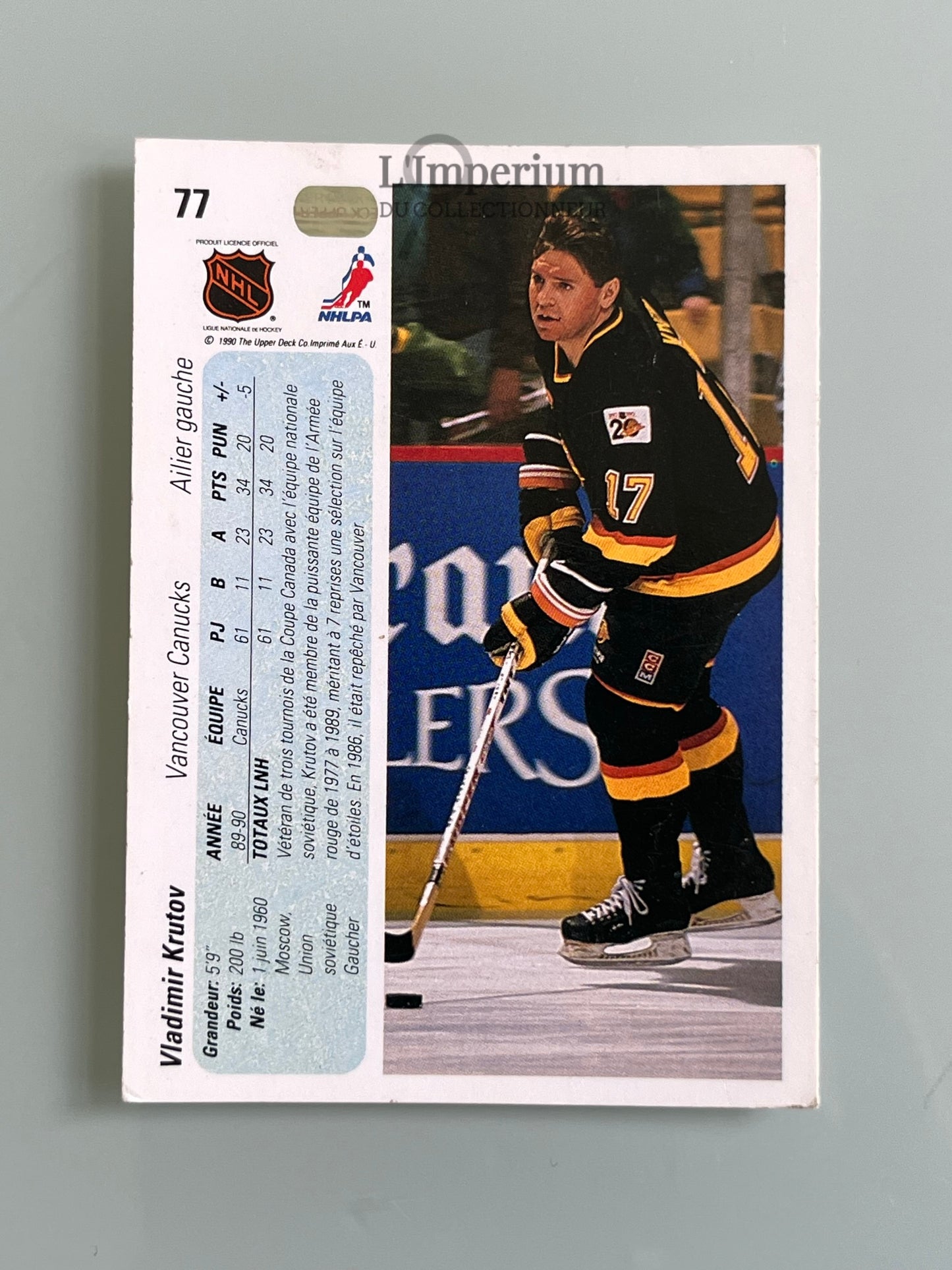 77. Vladimir Krutov RC Upper Deck 1990-91 French Hockey Card