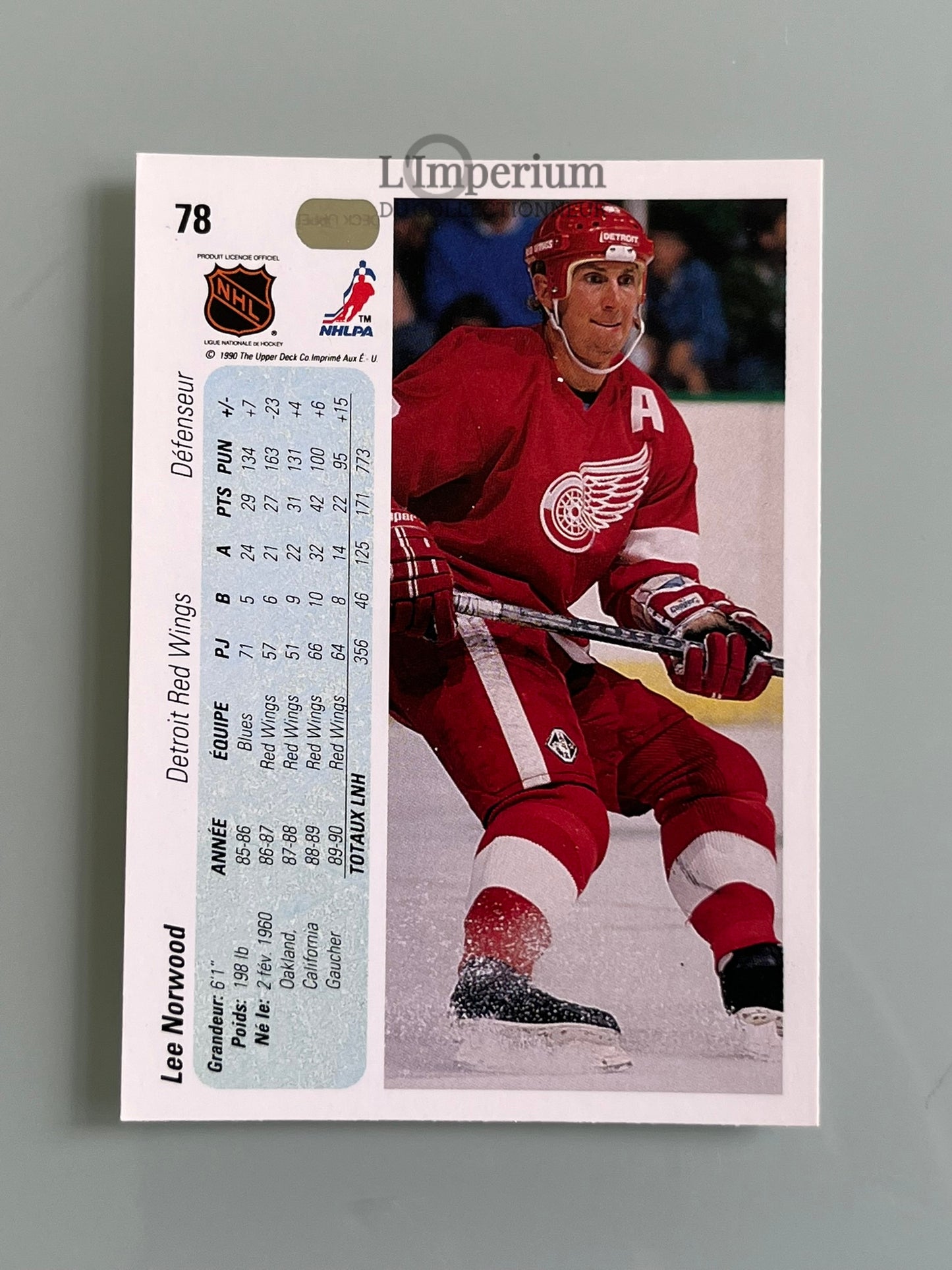 78. Lee Norwood Upper Deck 1990-91 French Hockey Card
