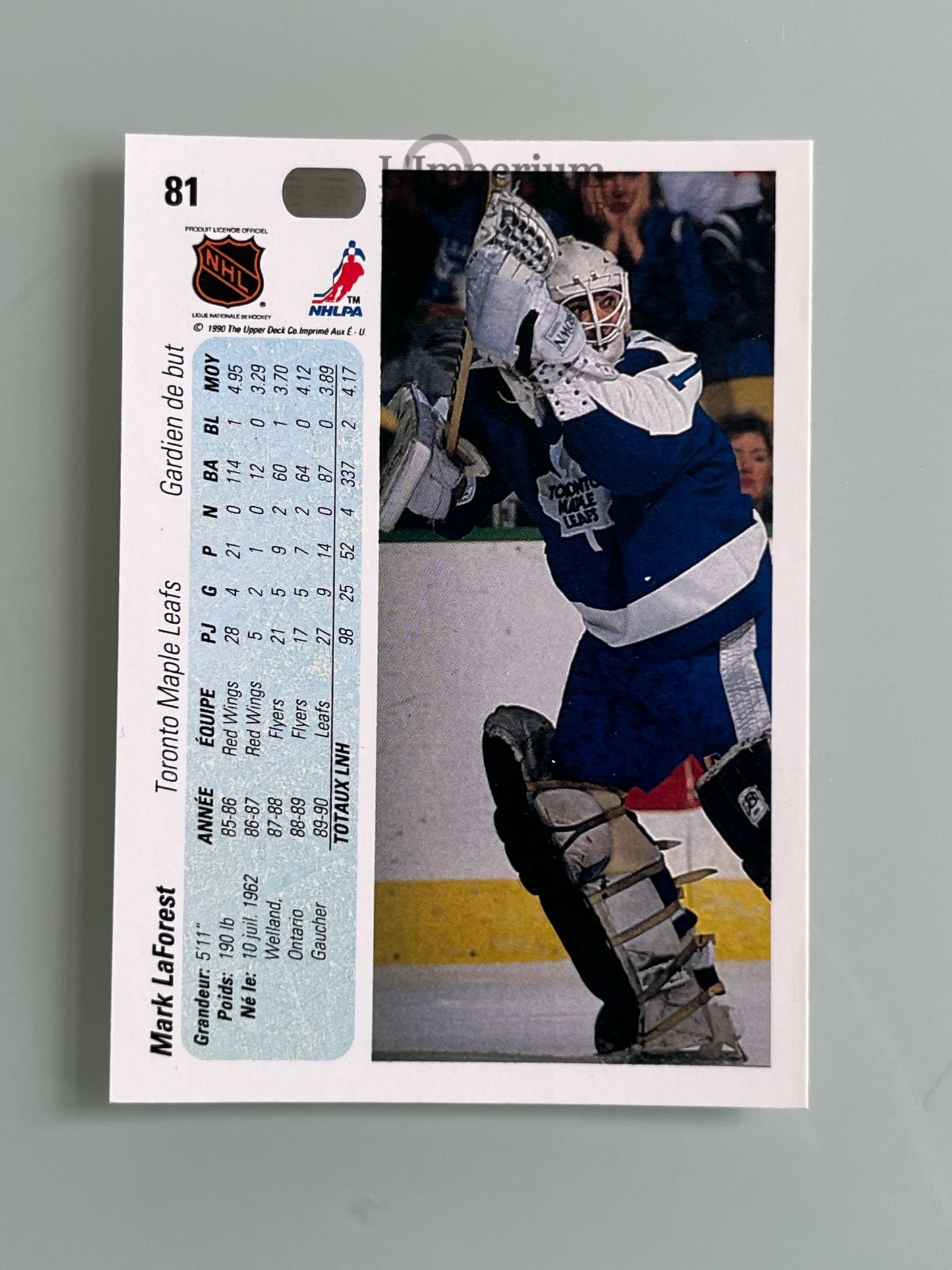 81. Mark LaForest RC Upper Deck 1990-91 French Hockey Card