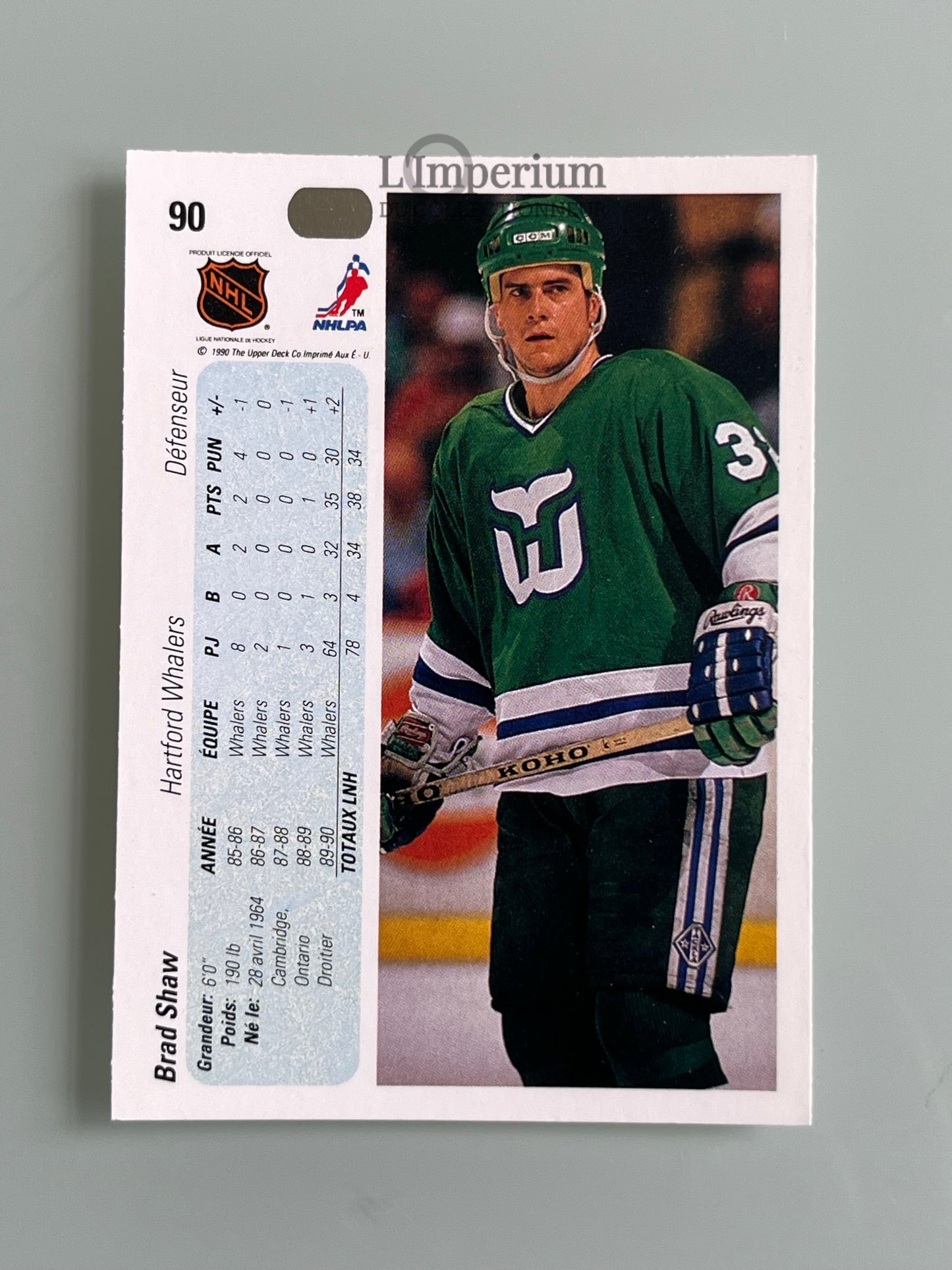 90. Brad Shaw RC Upper Deck 1990-91 French Hockey Card