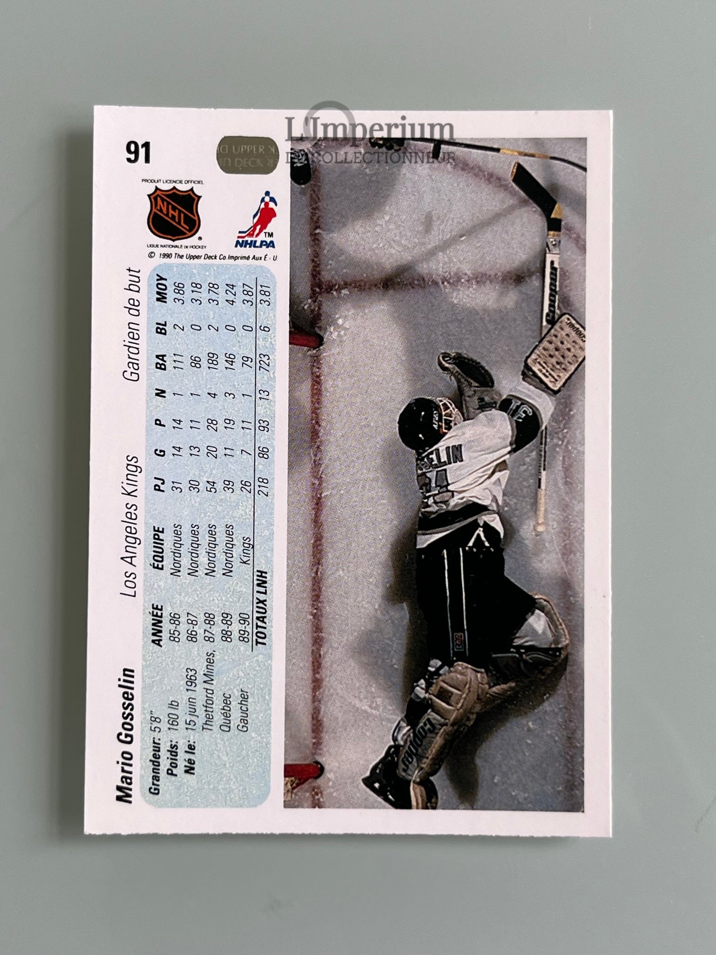 91. Mario Gosselin Upper Deck 1990-91 French Hockey Card