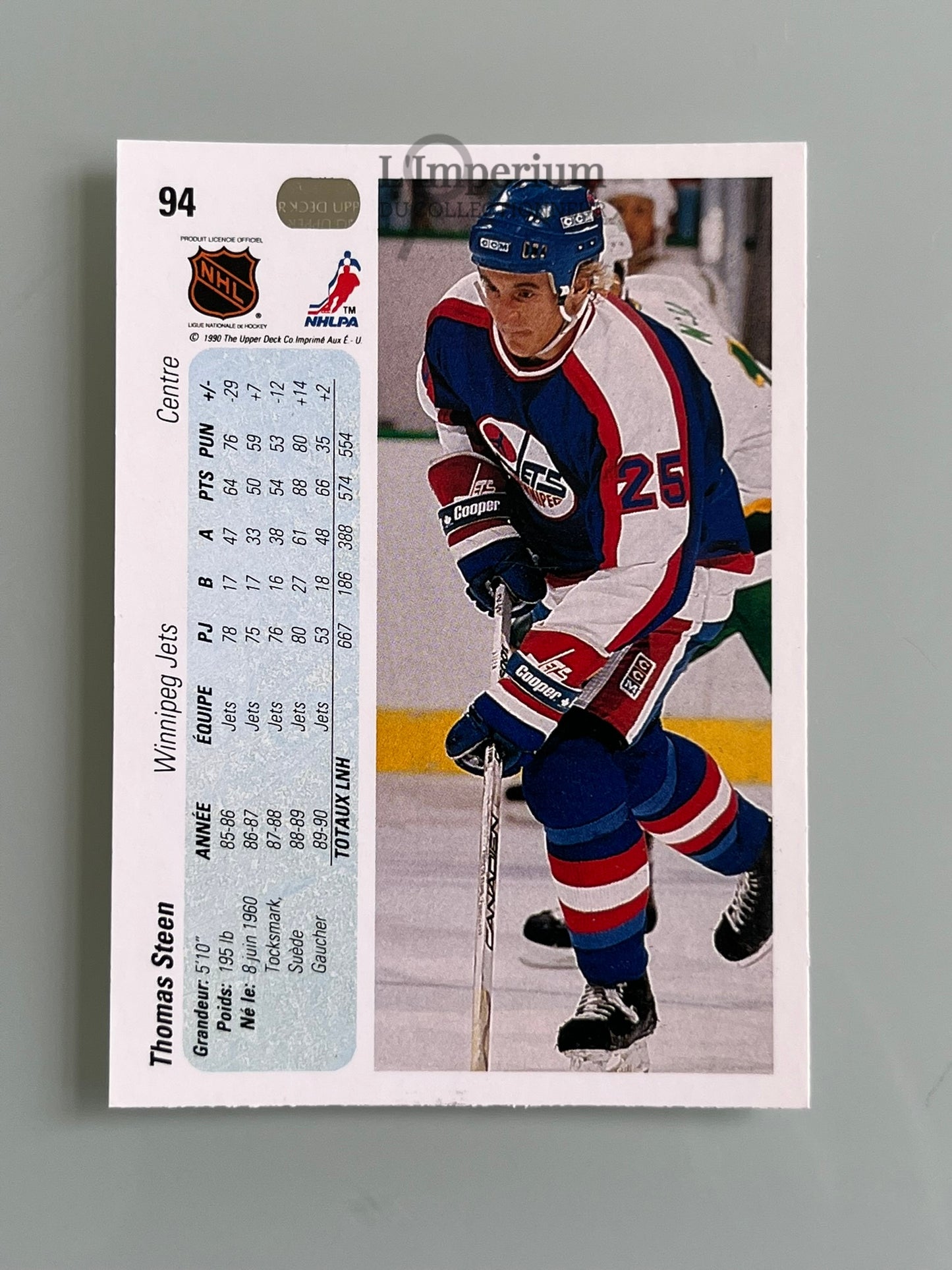 94. Thomas Steen Upper Deck 1990-91 French Hockey Card