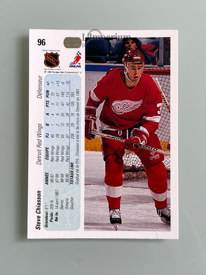 96. Steve Chiasson Upper Deck 1990-91 French Hockey Card
