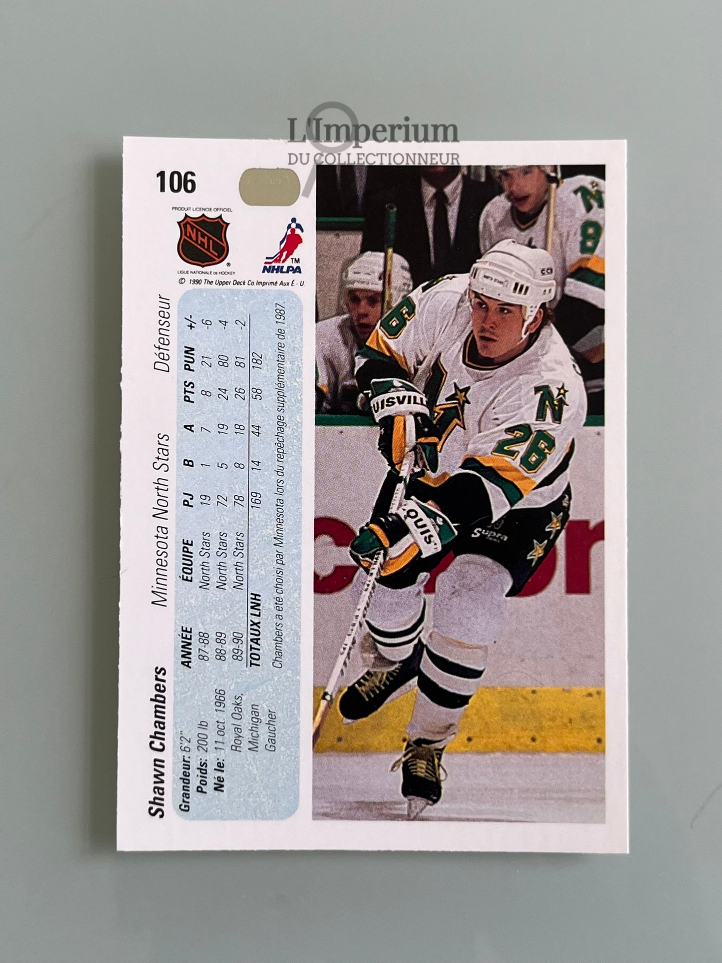 106. Shawn Chambers Upper Deck 1990-91 French Hockey Card