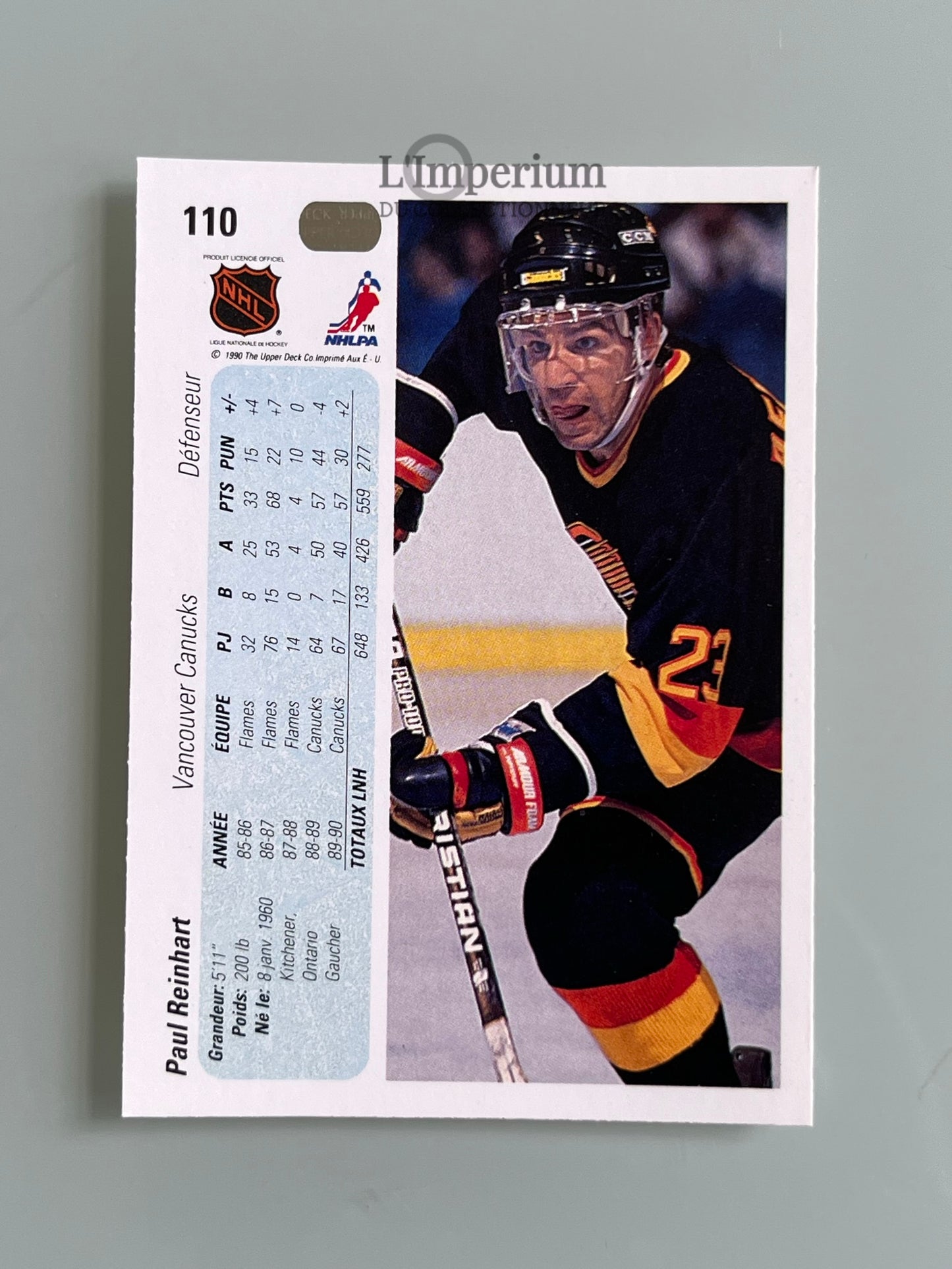 110. Paul Reinhart Upper Deck 1990-91 French Hockey Card